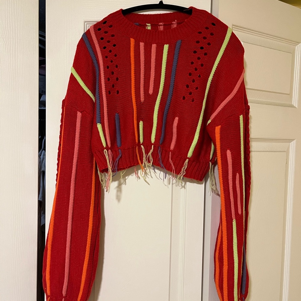 Cropped red sweater